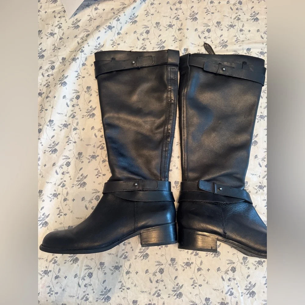 Franco Sarto Black Leather Boots - Picture 2 of 12